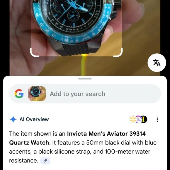 Invicta Men's Watch with Black Dial and Blue Bezel